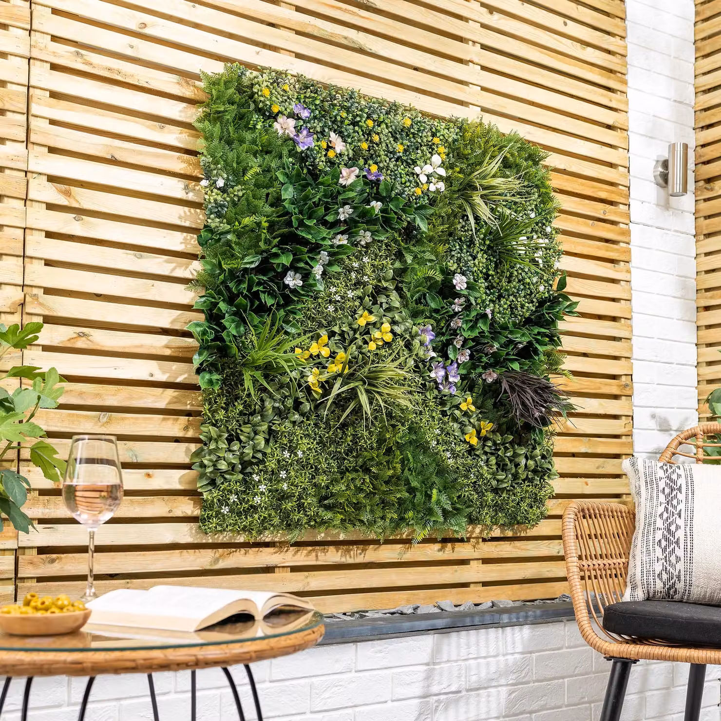 Christow Artificial Green Plant Living Wall Panels with Multicolour Floral Foliage for Indoor and Outdoor Use – 2