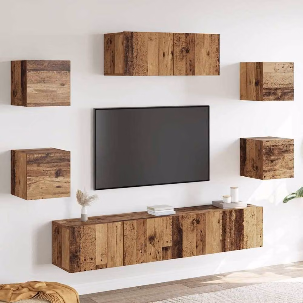Berkfield Home 5 Piece Wall-Mounted TV Cabinet Set in Brown Old Wood – 2