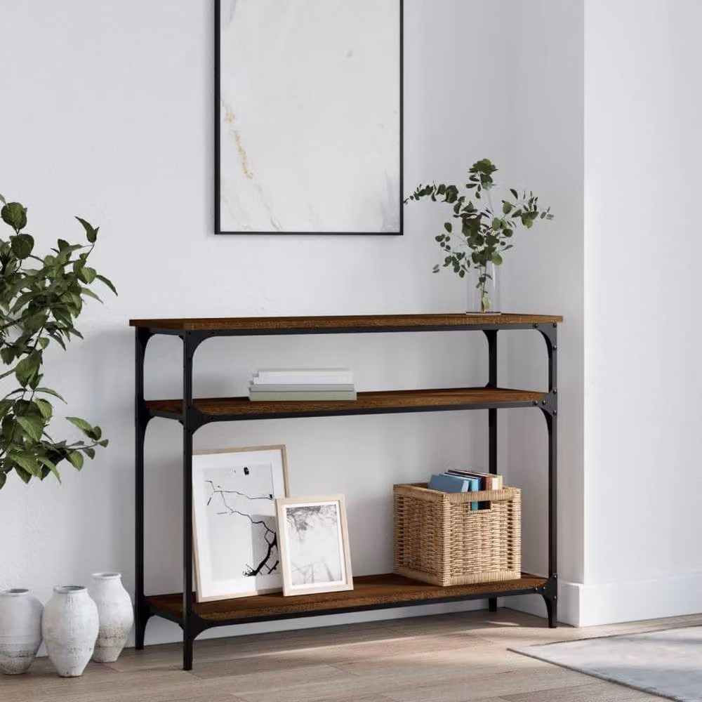 Berkfield Home Decorative Console Table in Brown Oak, W/D/H: 100 x 29 x 75 cm – 2