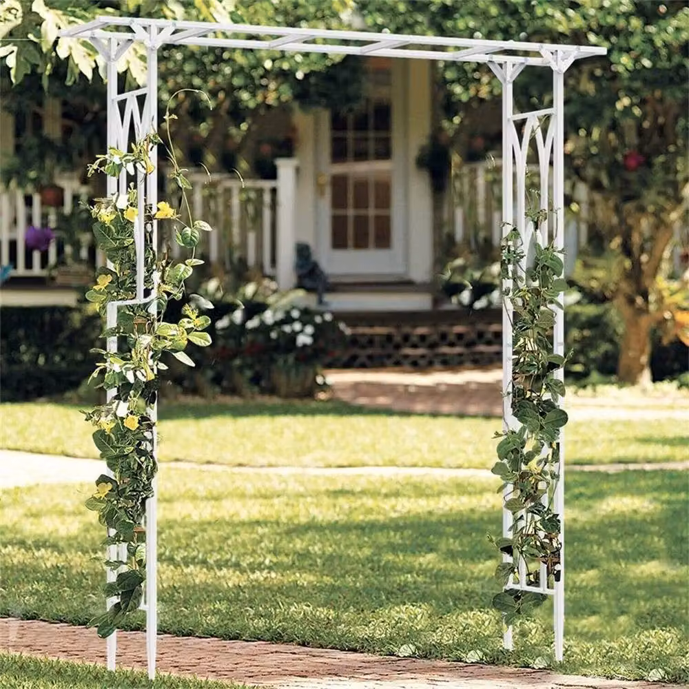 SPETLEK Heavy Duty Metal Garden Arch Trellis in White, W/D/H: 206 x 41 x 208 cm – 2
