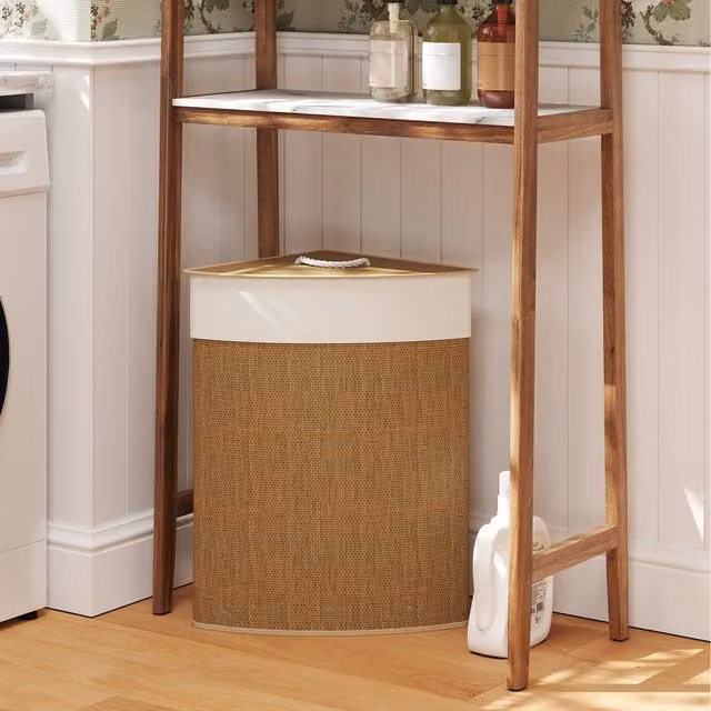 HOMCOM 55L Wicker Laundry Hamper with Removable Washable Liner Bag in Brown