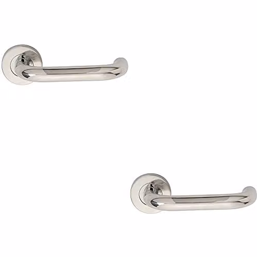 Loops 2 Pack 19mm Round Bar Safety Handle on Round Rose in Polished Stainless Steel with Concealed Fixings