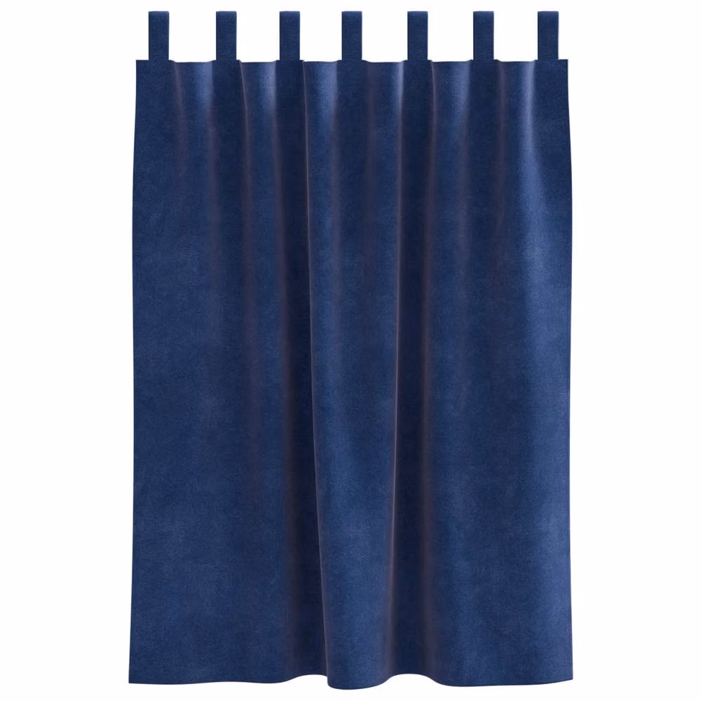 Berkfield Home Navy Blue Velvet Blackout Curtains with Hanging Loops, 2 Pack – 3