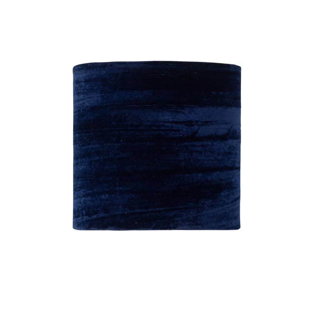 First Choice Lighting Chrome Two Ball Table Lamp with Navy Blue Crushed Velvet Shade – 2