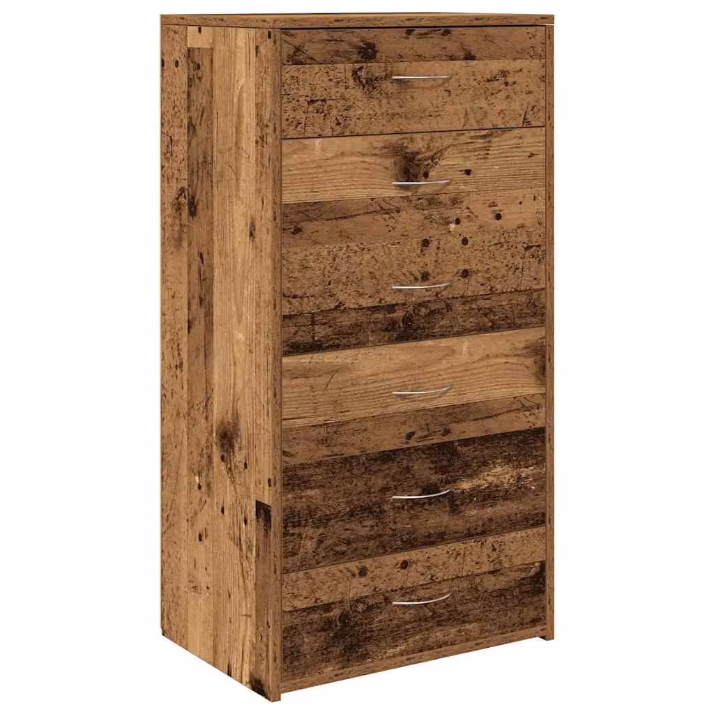 Berkfield Home Sideboard with 6 Drawers in Old Wood Brown, W/D/H: 50 x 34 x 96 cm – 2