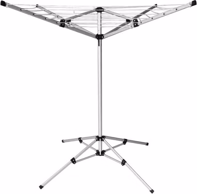 NESTLUNE Silver Aluminium 4 Arm Rotary Airer Outdoor Clothes Line with 16m Drying Length, W: 100 cm, D: 60 cm, H: 145 cm