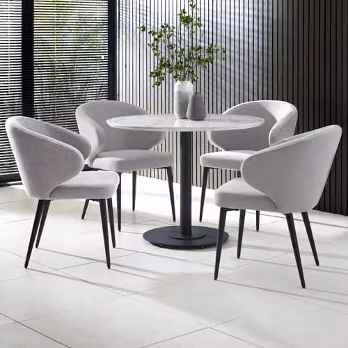 Julian Bowen Luca Round Marble Dining Table in White, H75 x W100 x D100 cm – 2