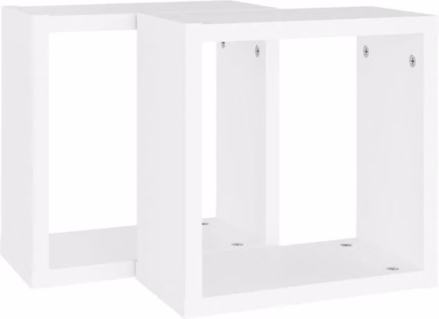 Berkfield Home Wall Mounted Cube Shelves, 2 Pack, White, W/D/H: 30 x 15 x 30 cm