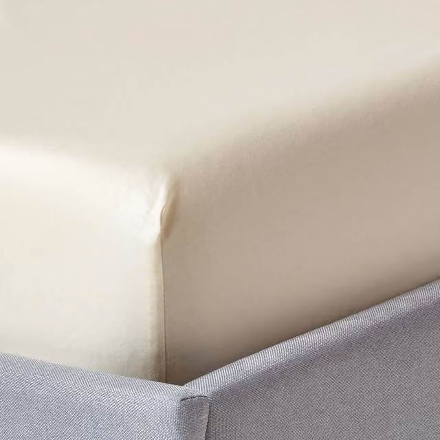Homescapes Organic Egyptian Combed Cotton Fitted Sheet, Beige, 180 x 200 cm