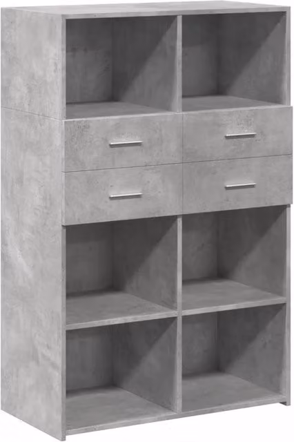Berkfield Home Highboard in Concrete Grey, W/D/H: 80 x 42.5 x 124 cm