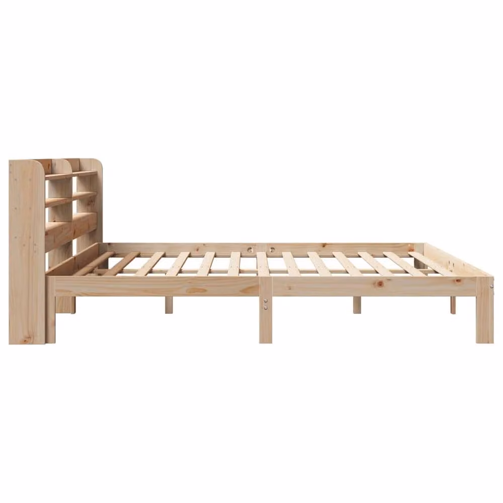 Berkfield Home Rustic Solid Pine Bed Frame with Headboard and Side Compartments, Natural – 2