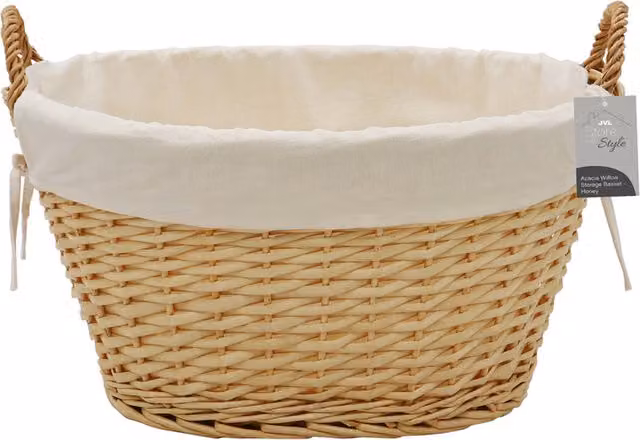 JVL Acacia Willow Storage Baskets in Brown and Beige, 50 cm, 77 l