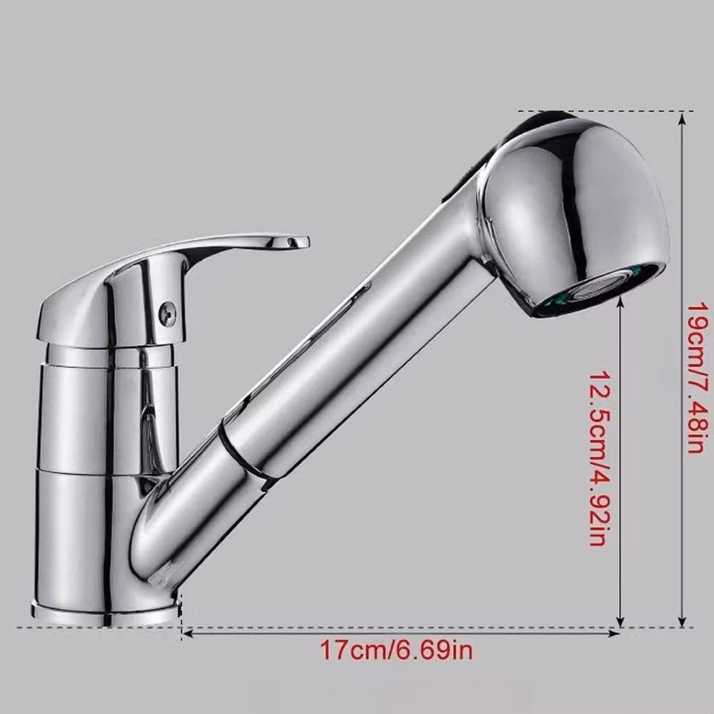 VOGREX Single Lever Pull Out Kitchen Sink Mixer Tap in Silver Chrome – 2