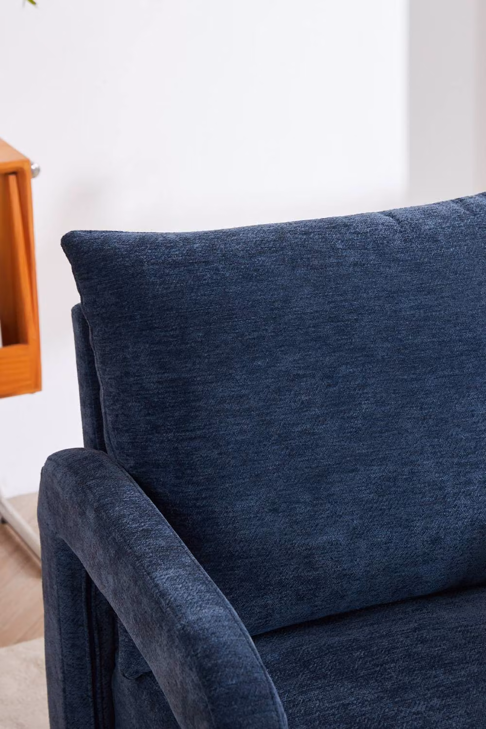 Living and Home Blue Chenille Upholstered Accent Chair with Armrests and Lumbar Pillow – 2