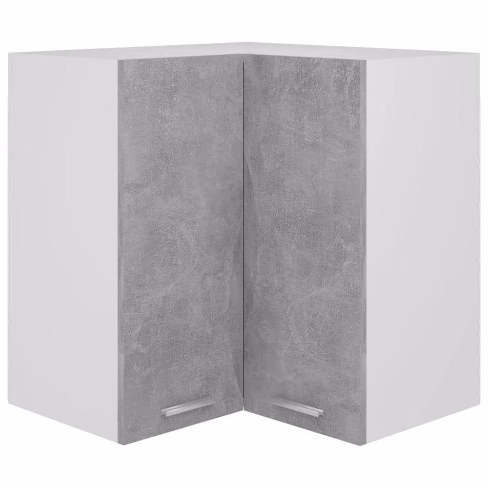 Berkfield Home Wall Mounted Corner Cabinet in Concrete Grey with Hinged Doors and Internal Shelves, W/D/H: 57 x 57 x 60 cm – 1