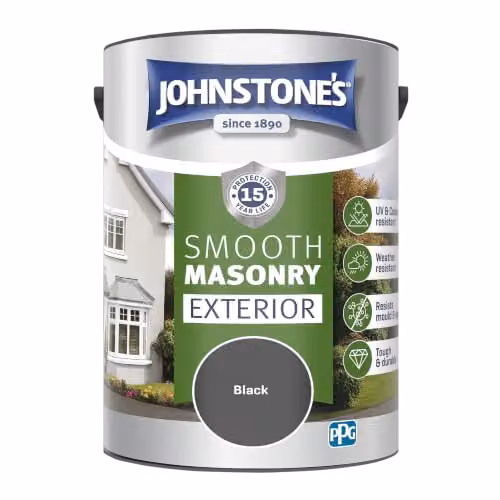 Johnstone's Exterior Smooth Masonry Paint, Black, 5L – 3