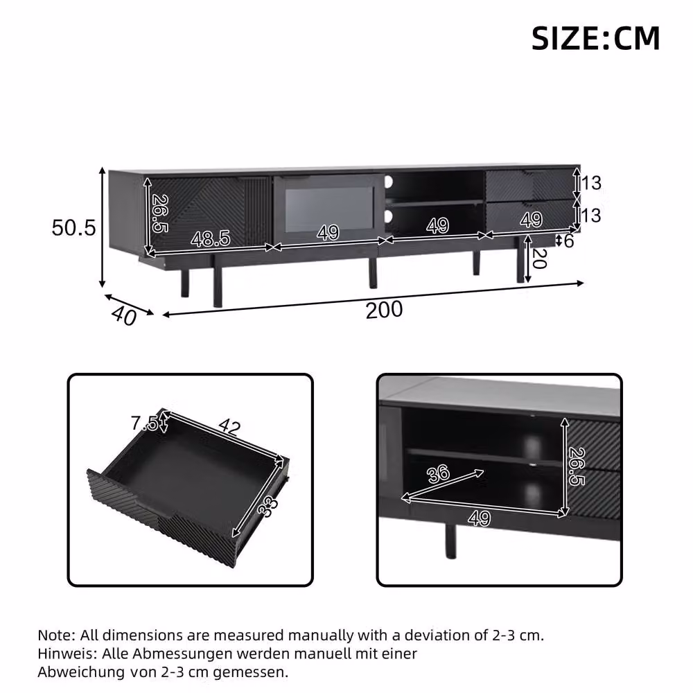 Rolipo Modern Black TV Unit with Storage and Media Compartments – 2