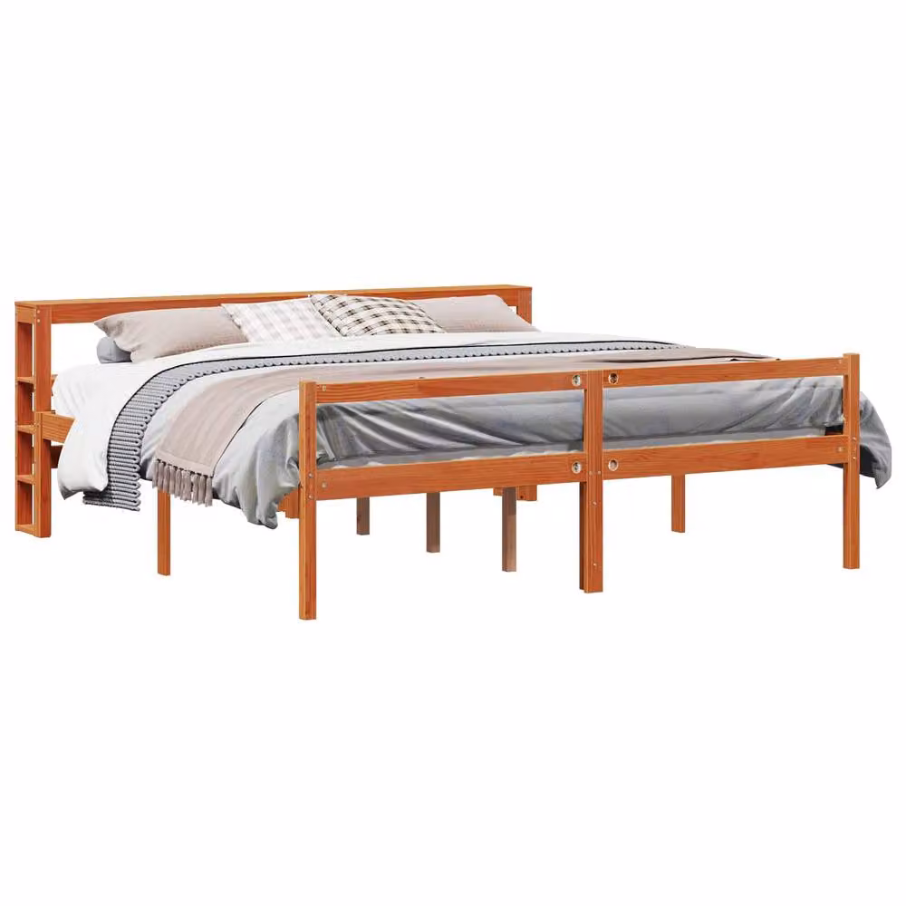 Berkfield Home 2-Piece Bed Frame with Headboard and Drawers in Wax Brown Solid Pine Wood – 2
