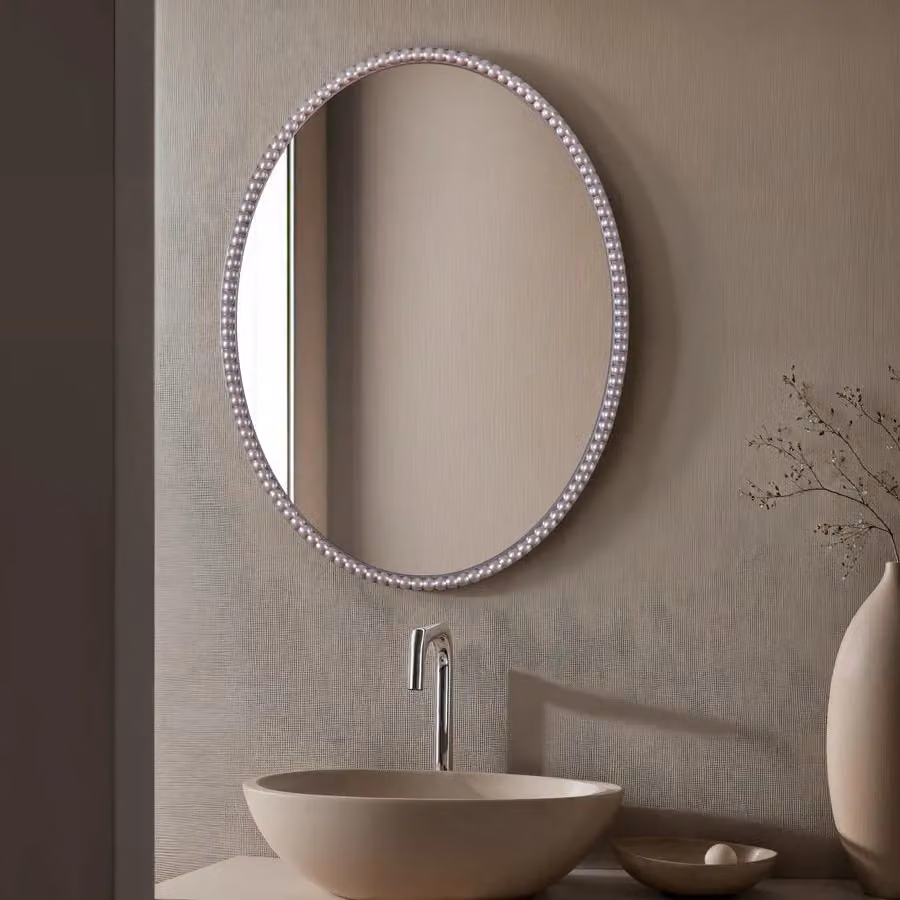 Home Garden Direct Amalfi Oval Vintage Wall Mirror in Silver, W: 60 cm, H: 80 cm – 2
