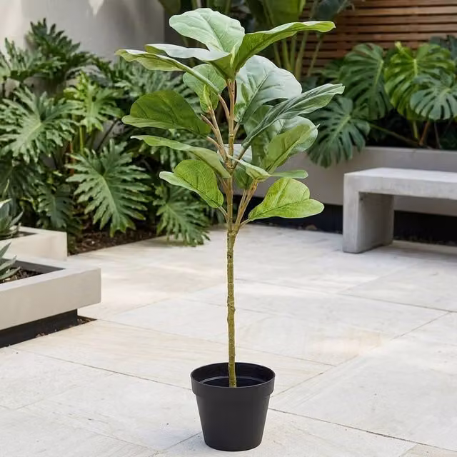 Garden Greatness Artificial Potted Ficus Lyrata Tabletop Tree in Green