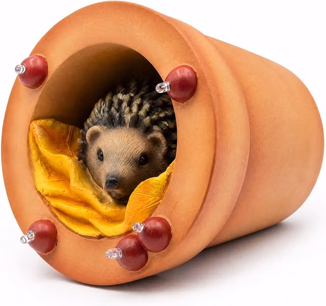 Emitto Brown Resin Hedgehog Solar LED Garden Ornament Night Light