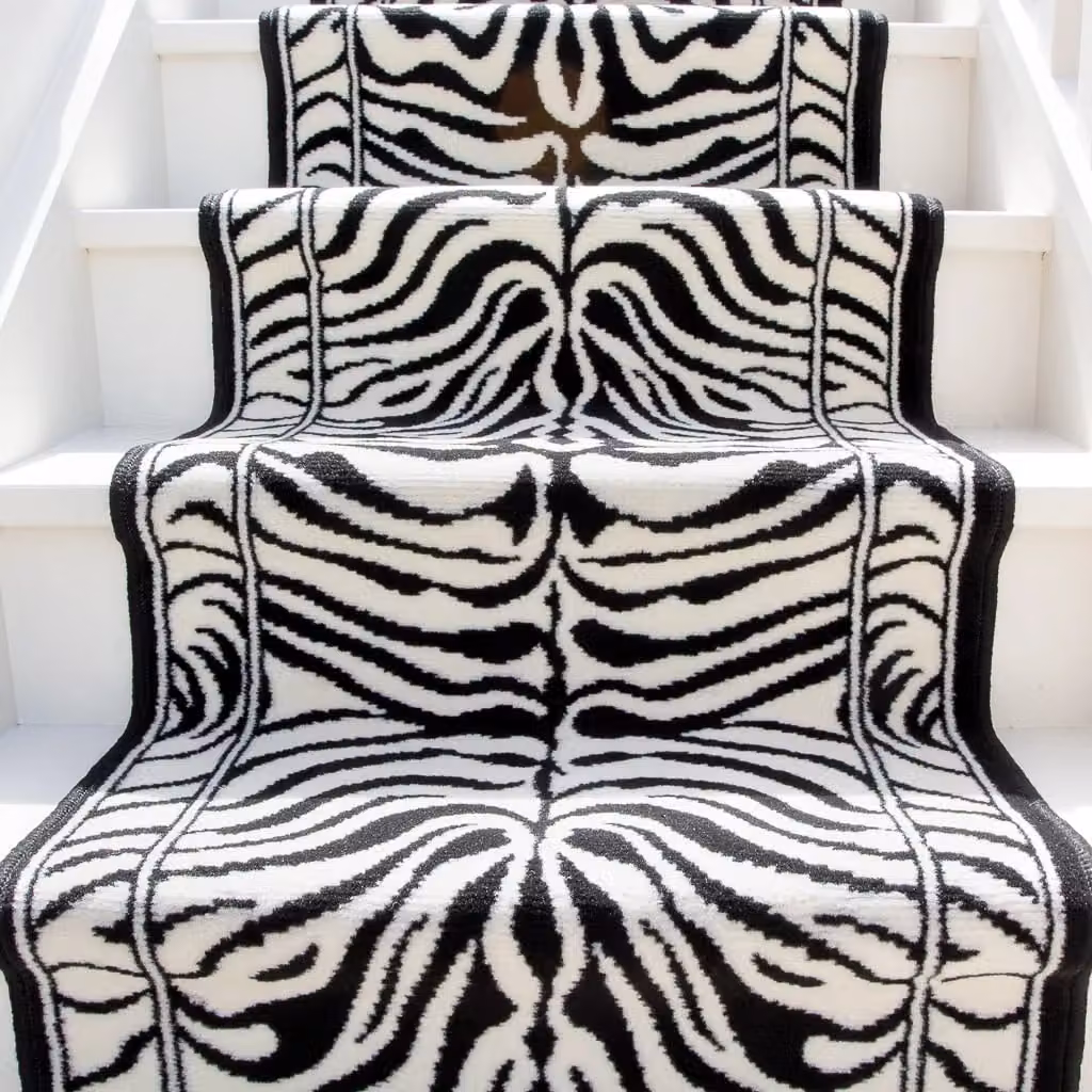 Kukoon Black and White Zebra Print Cut to Measure Stair Carpet Runner Rug, Width: 70 cm, Length: 510 cm – 3
