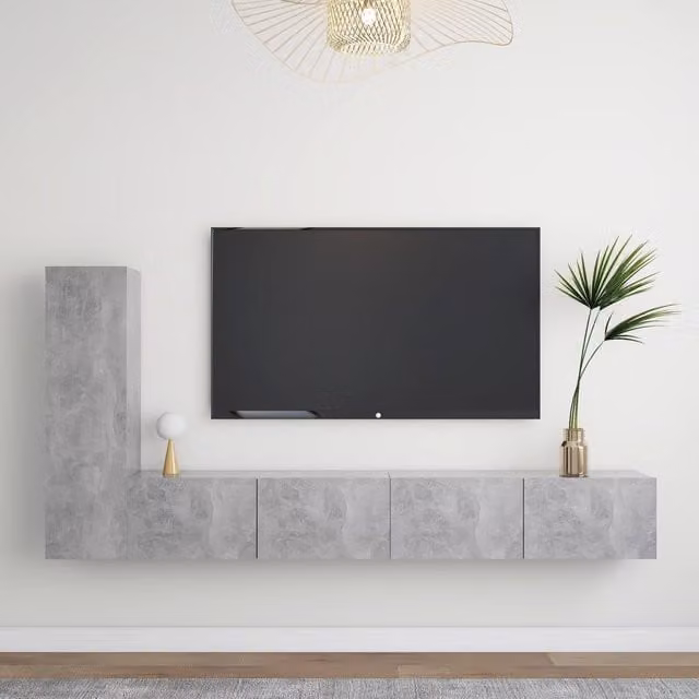 Berkfield Home 3 Piece Modern TV Cabinet Set in Concrete Grey Matt MDF