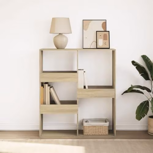 vidaXL Book Cabinet and Room Divider in Sonoma Oak, Brown, W: 100 cm, D: 33 cm, H: 115 cm – 2