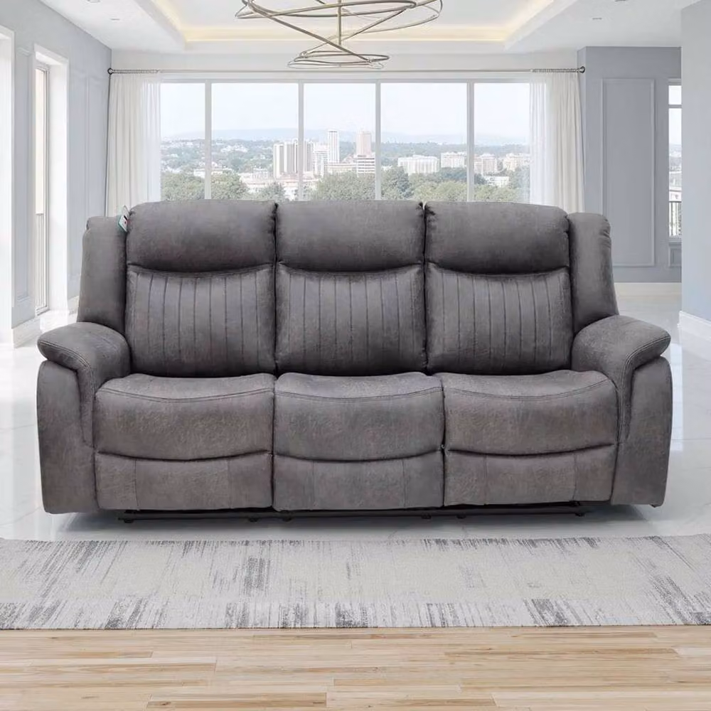 Furnishings For Less UK Lennox Grey 3 Seater Electric Recliner Sofa with USB Charging and Cup Holders – 2