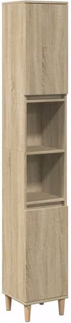 Berkfield Home Sonoma Oak Bathroom Cabinet in Light Brown, W/D/H: 30 x 30 x 190 cm