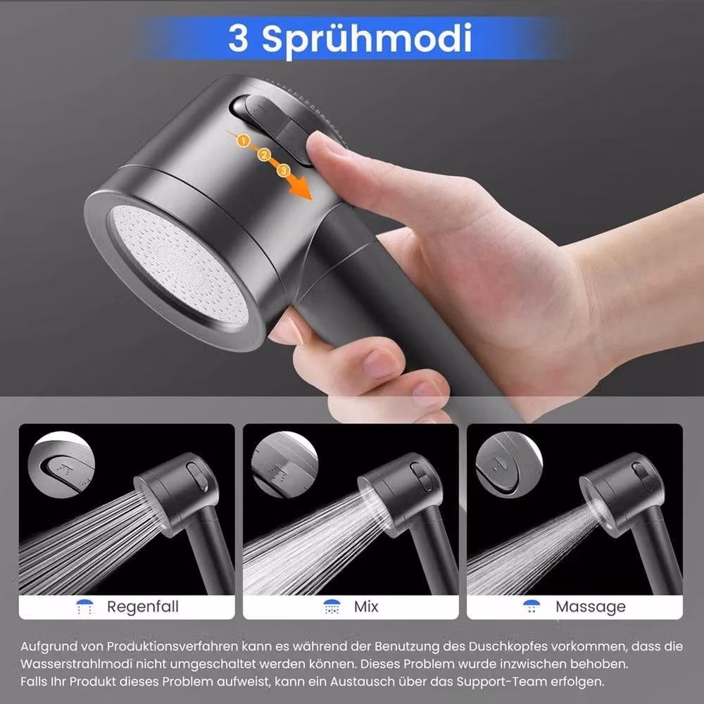 NESTLUNE Handheld Hard Water Filter Shower Head in Grey – 2