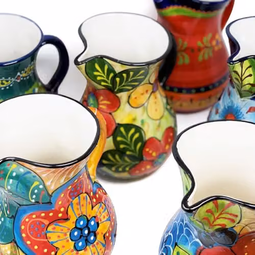 Verano Spanish Ceramics Hand Painted Floral Pattern Ceramic Serving Jug, 2L, Orange and Green – 2