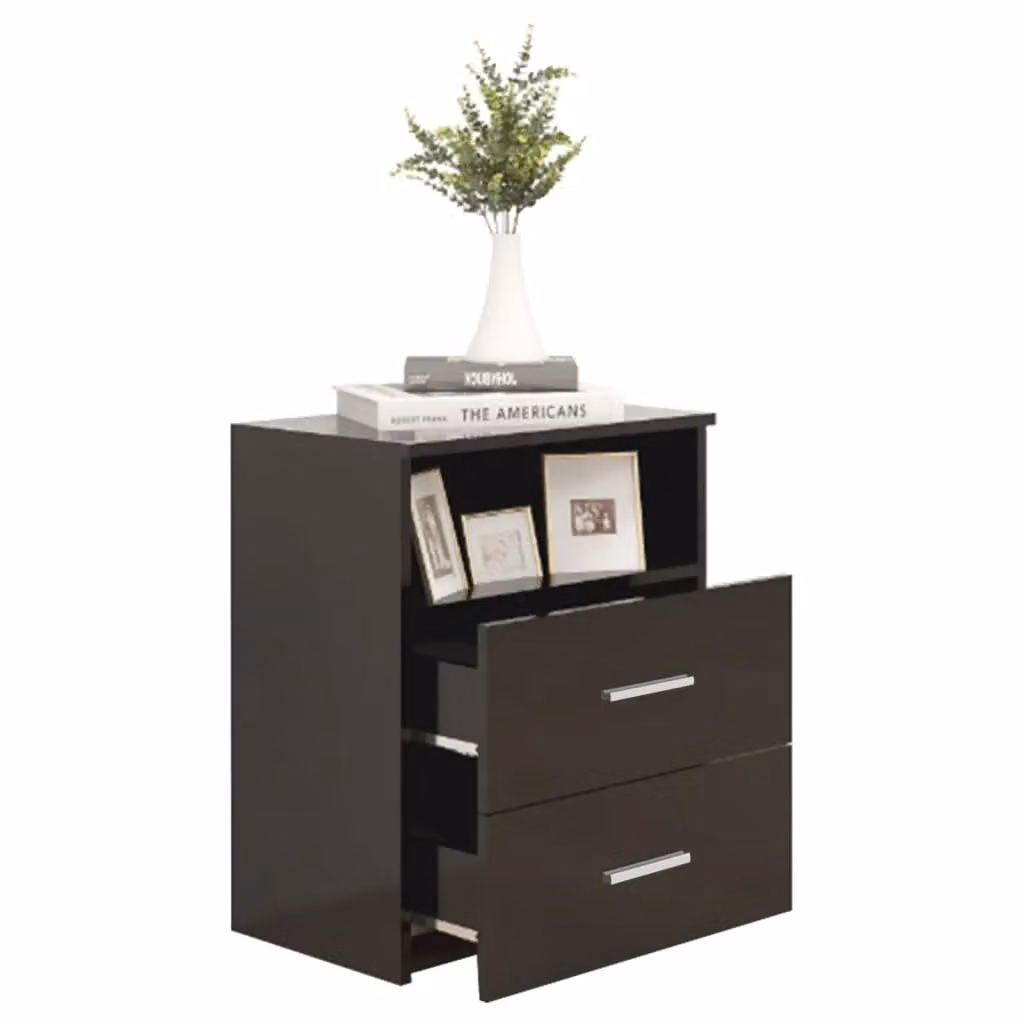 Berkfield Home Set of 2 Modern Black Bedside Cabinets, W/D/H: 50 x 32 x 60 cm – 3
