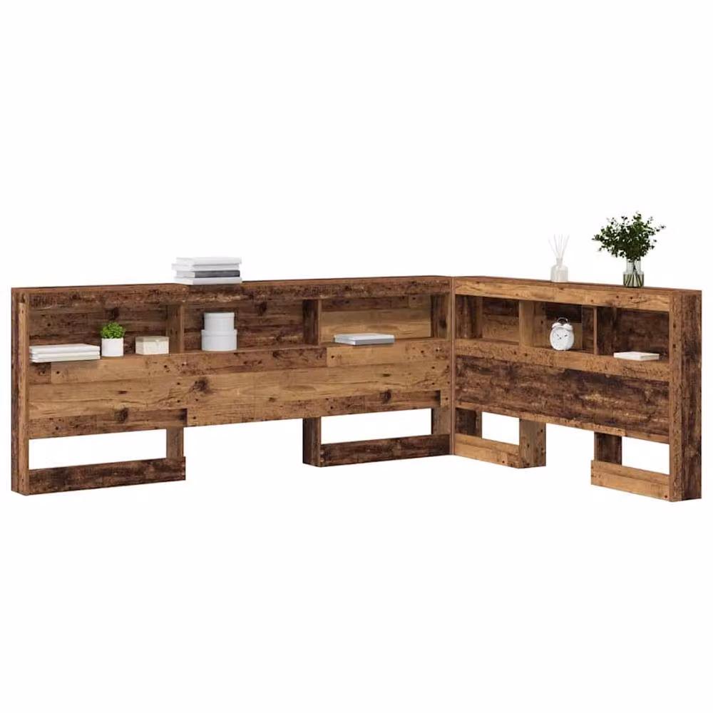 Berkfield Home Minimalist Storage Headboard with Integrated Shelf in Brown Old Wood, Width: 140 cm – 3