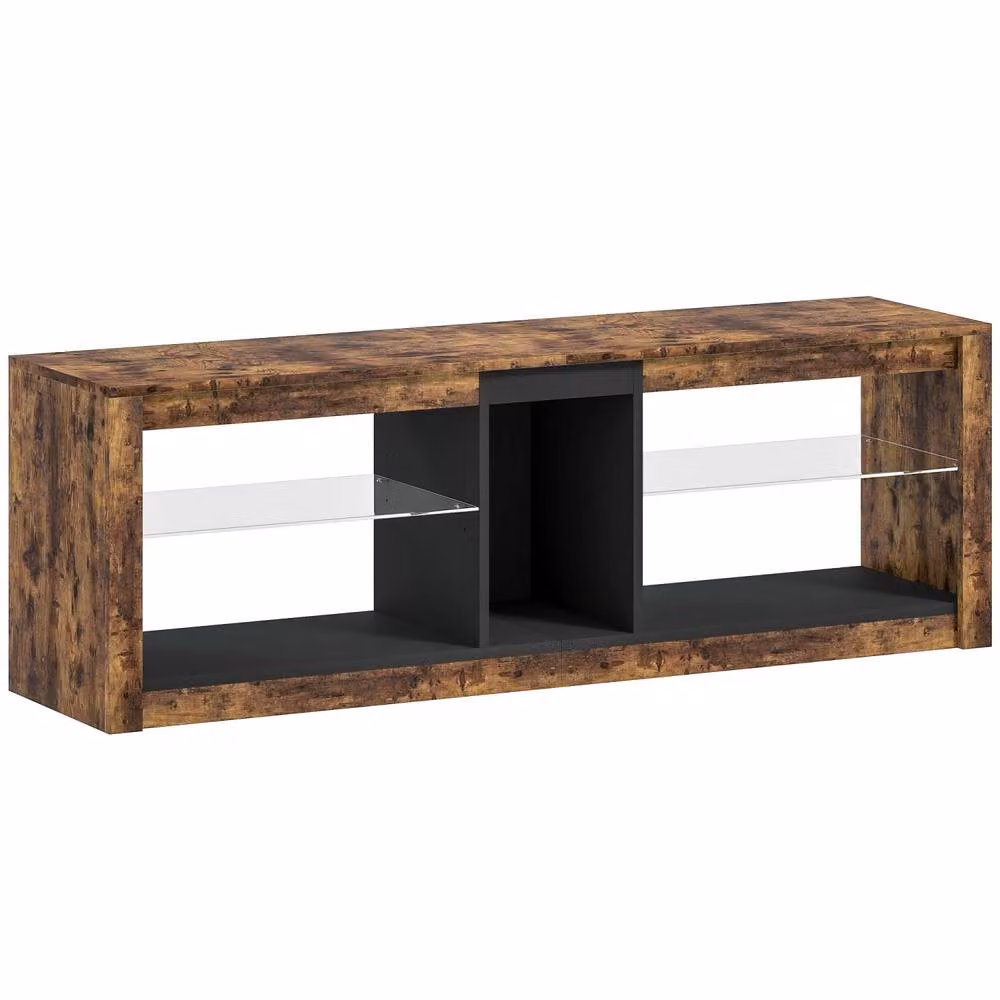 Wyld Haus Kemido Industrial TV Cabinet in Rustic Brown with LED Lighting and Remote Control, Width: 140 cm – 2