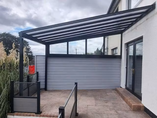 Milwood Group Simplicity 16 Aluminium Lean-to Pergola Veranda in Black, W/D: 200 x 200 cm
