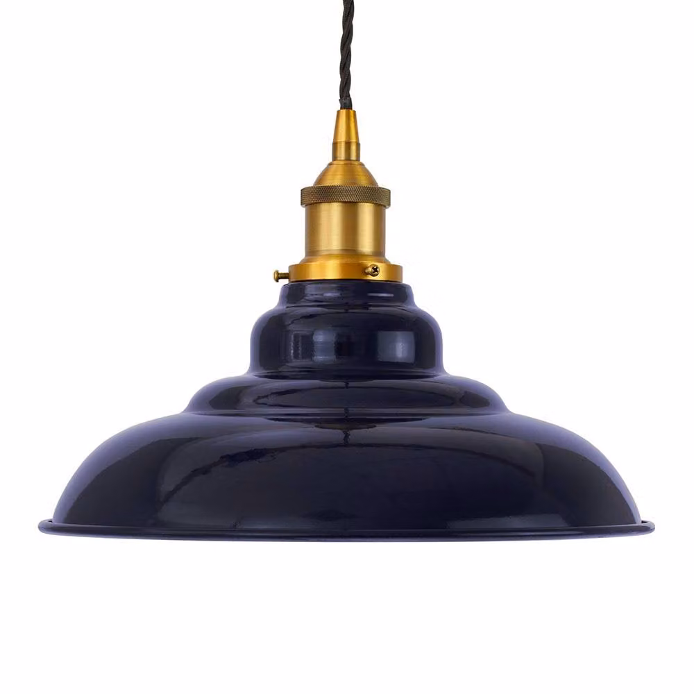 SE Home St Edmund's Navy Blue Pendant Light with Antique Gold and Black Twisted Details – 2