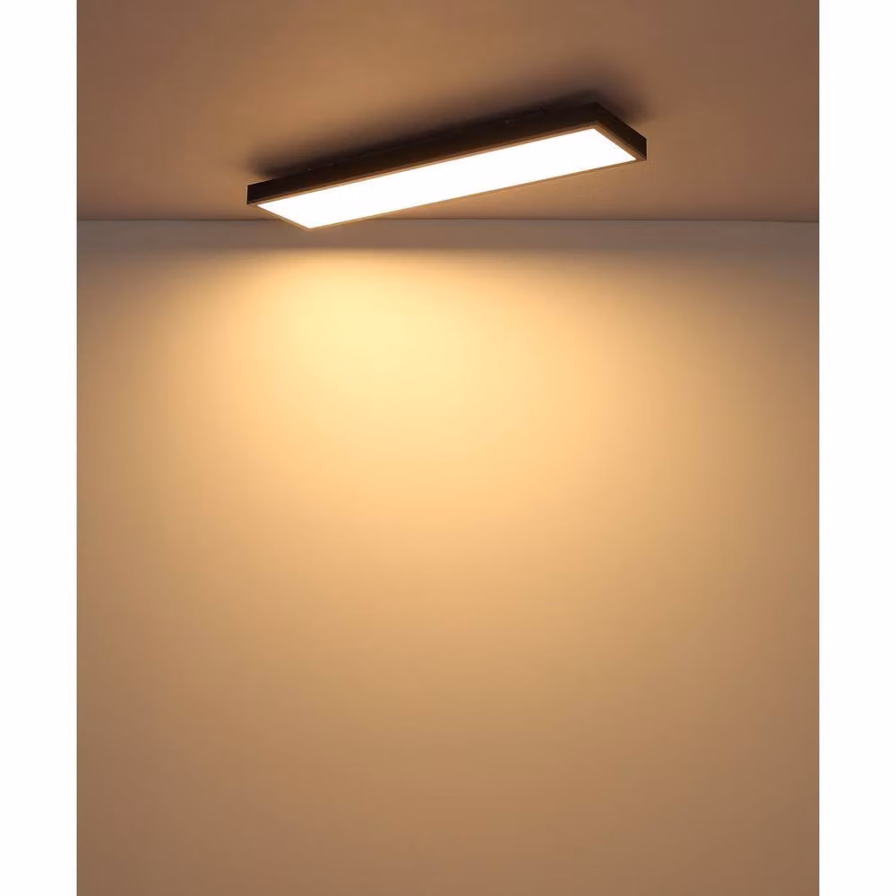 Netlighting Doro Modern Rectangular LED Flush Ceiling Light in Silver, Warm White 3000K, W: 80 cm, D: 20 cm, H: 6.5 cm – 2