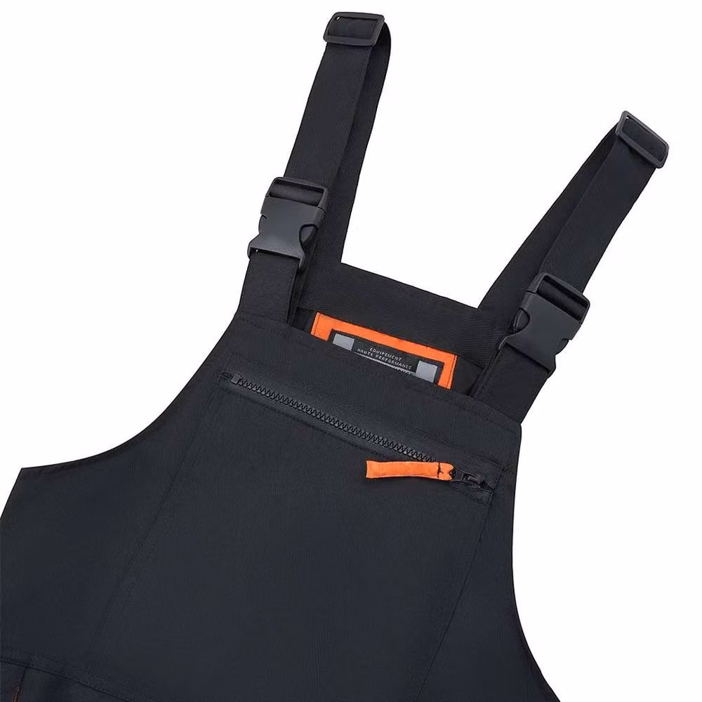FLAVORA Men's XXL Bib and Brace Overalls Heavy Duty Work Trousers in Black and Orange – 3