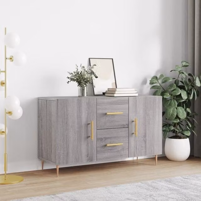 Berkfield Home Modern Grey Sonoma Sideboard, W/D/H: 100 x 36 x 60 cm