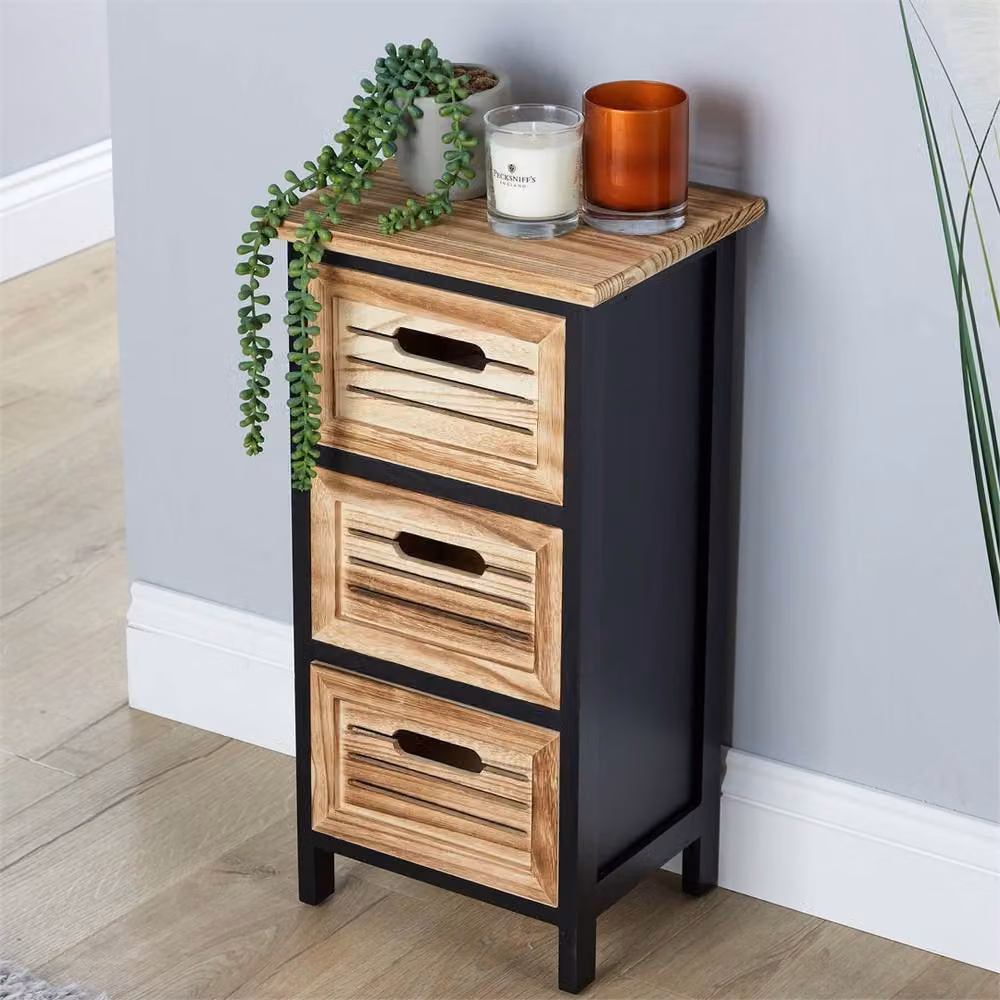 SPETLEK Wooden 3 Drawer Storage Unit in Black and Oak – 3
