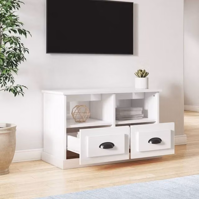 Berkfield Home High Gloss White TV Cabinet W/D/H: 80 x 35 x 50 cm