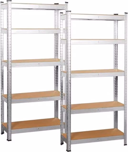 FORGEVIO 2 Pack Heavy Duty 5 Tier Garage Shelving Units in Silver – 1