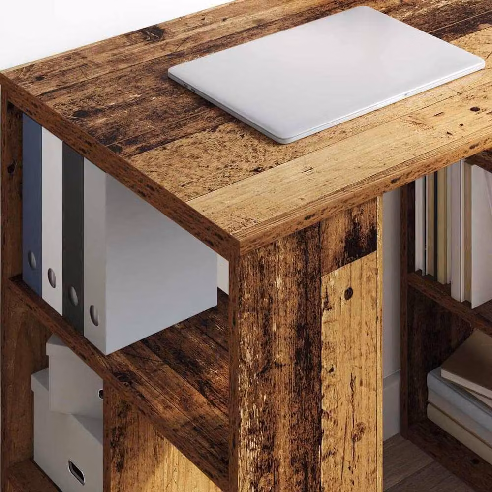 Berkfield Home Rustic Reclaimed Wood Corner Desk in Brown – 3