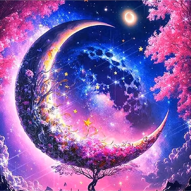 Syntego Magical Moon Diamond Painting Kit in Multicolour and Yellow