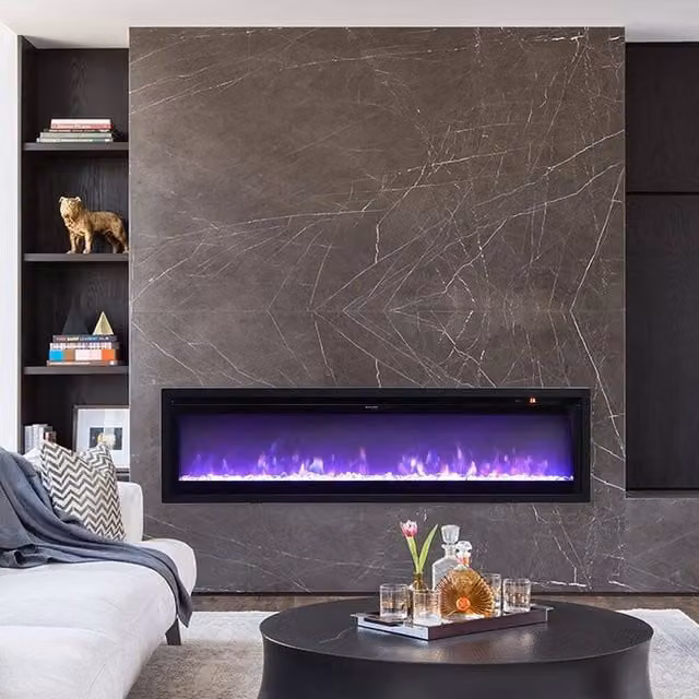 FORGEVIO 70 Inch Wall Mounted LED Fireplace with 9 Colour Options in Black – 1