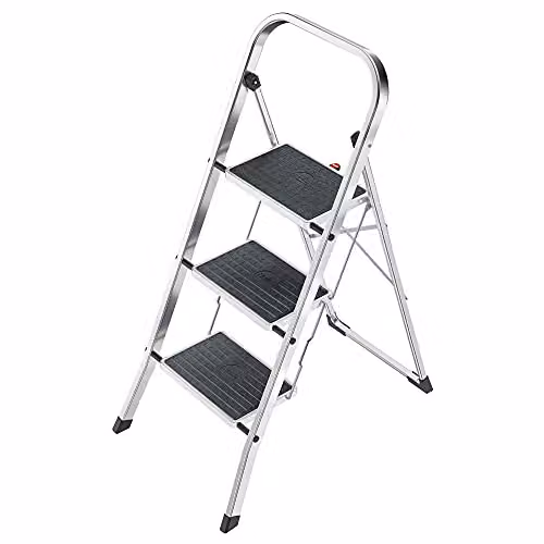 Hailo K30 3-Step Aluminium Household Steps in Black and Silver with 150 kg Capacity – 1