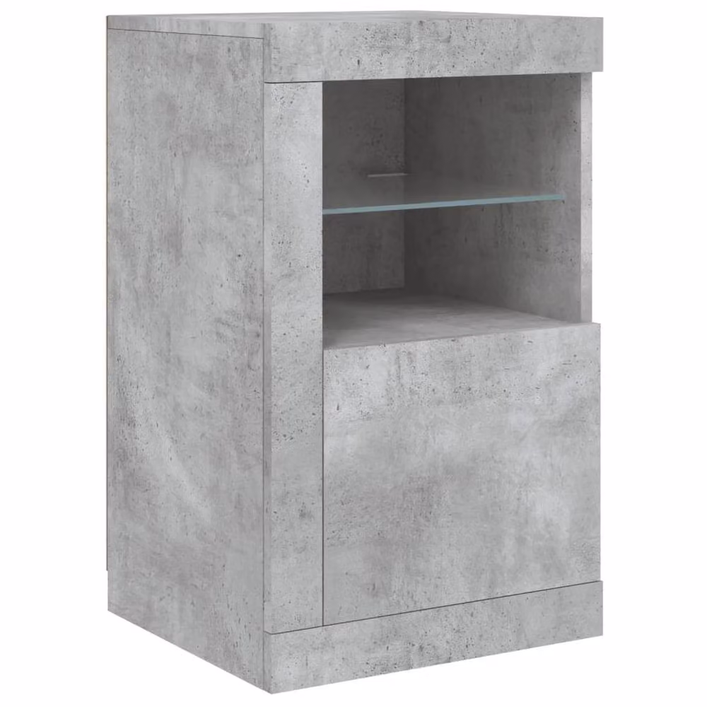Berkfield Home Sideboard with Integrated LED Lights in Concrete Grey, W: 142.5 cm, D: 37 cm, H: 67 cm – 4
