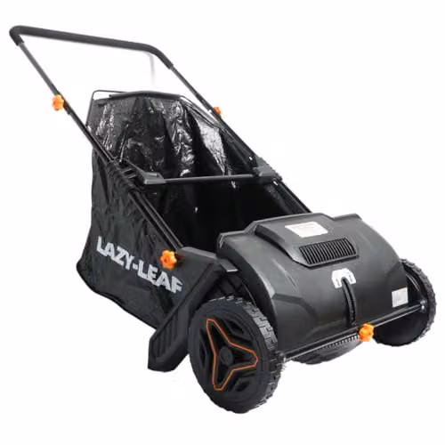 Lazy Tools Black Garden Leaf Sweeper with 100L Collection Bag and 530mm Sweep Width – 1