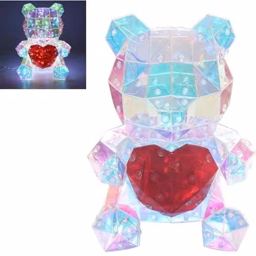 Garden Greatness Starlightz LED Teddy Heart Decorative Lamp in Beige and Multicolour, W/D/H: 20.0 x 15.5 x 15.5 cm – 1